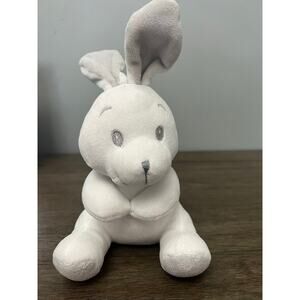 Easter Bunny‎ with Grey Embroidered Eyes/Nose Soft White Plush 8"